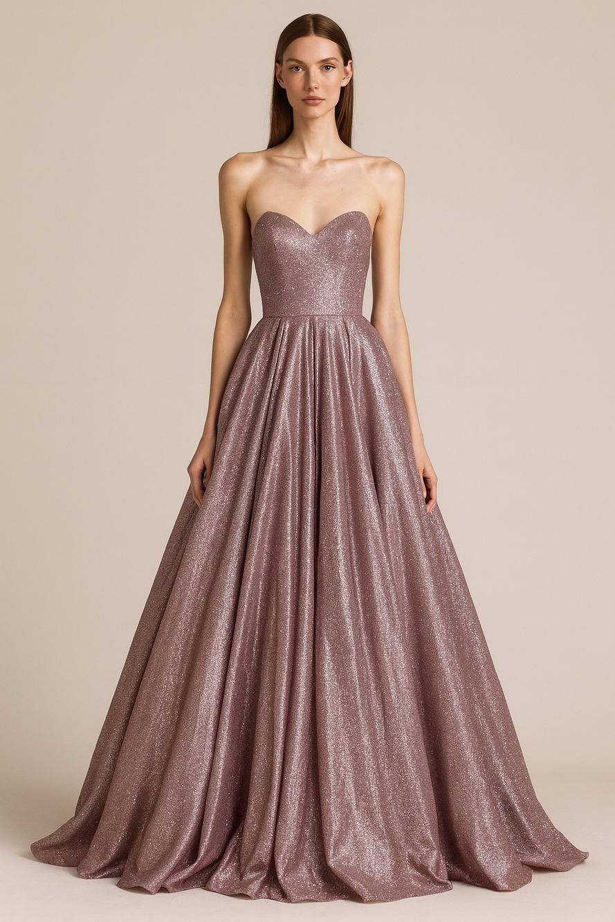 Sherri Hill Metallic Pink Glitter Ball Gown 0 Strapless Corset Back Prom Dress